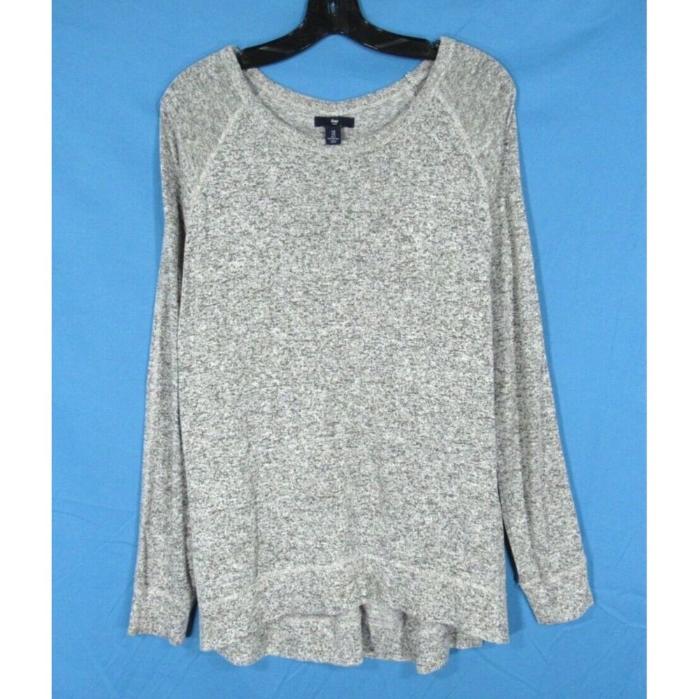 GAP Women's GRAY MARLE Lightweight Knit HI-LO HEM Long Sleeve PULLOVER SWEATER S